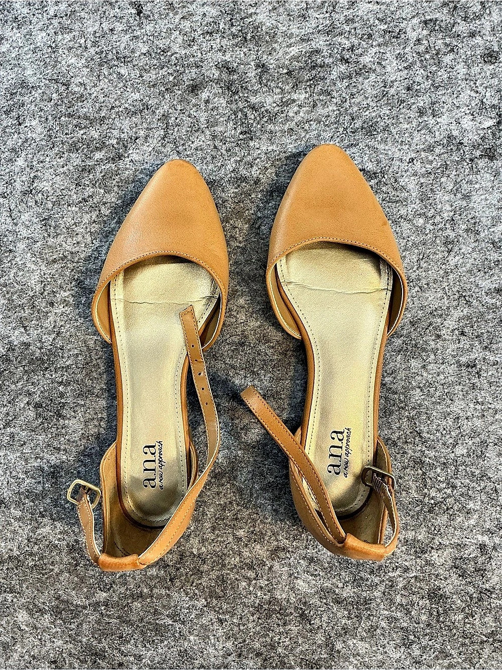 ana Pointed Toe Slingback flats in Brown size 6.5